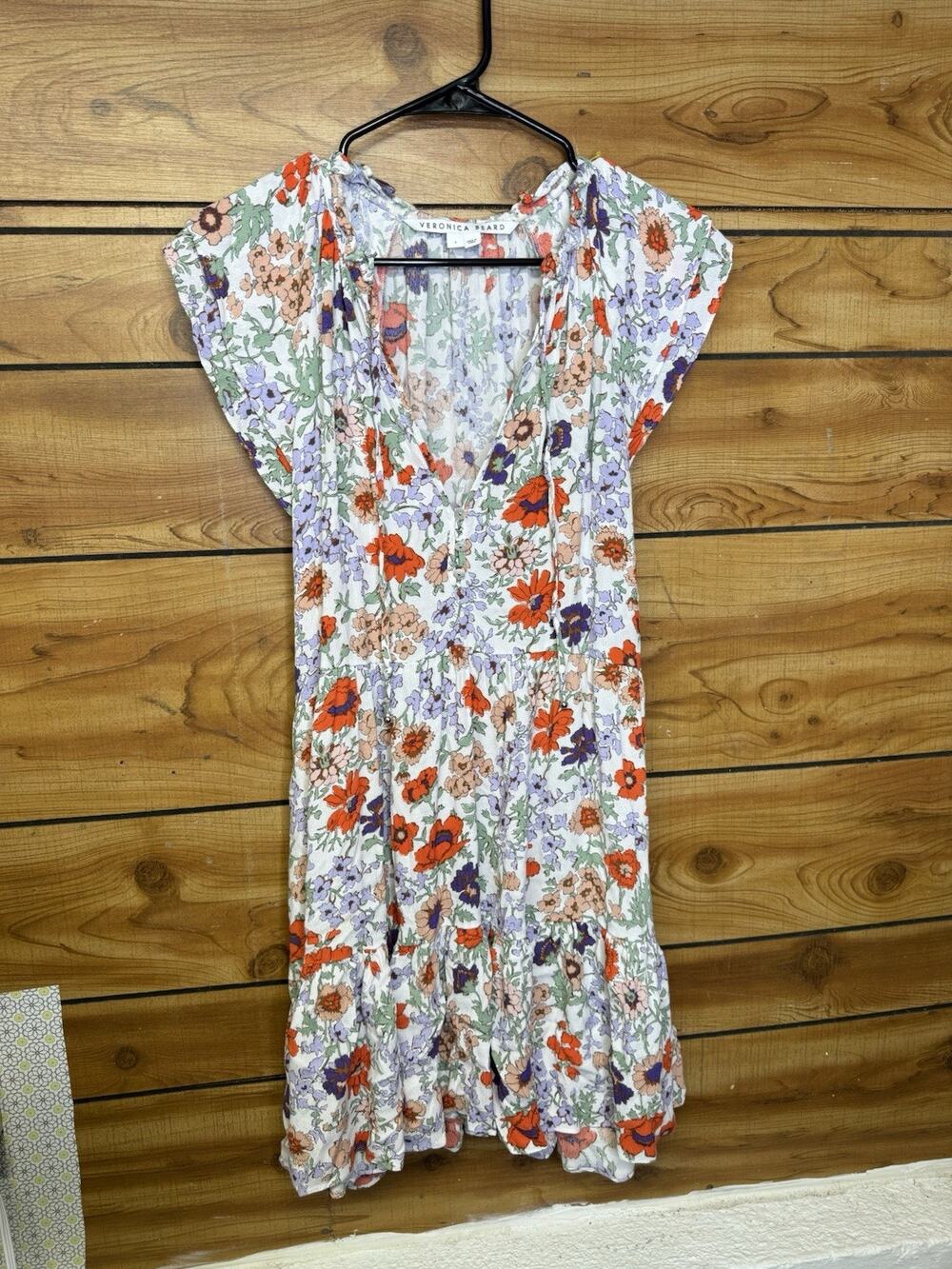 Veronica Beard Zee Tiered Floral Print Flowy Viscose Mini Dress Size 4